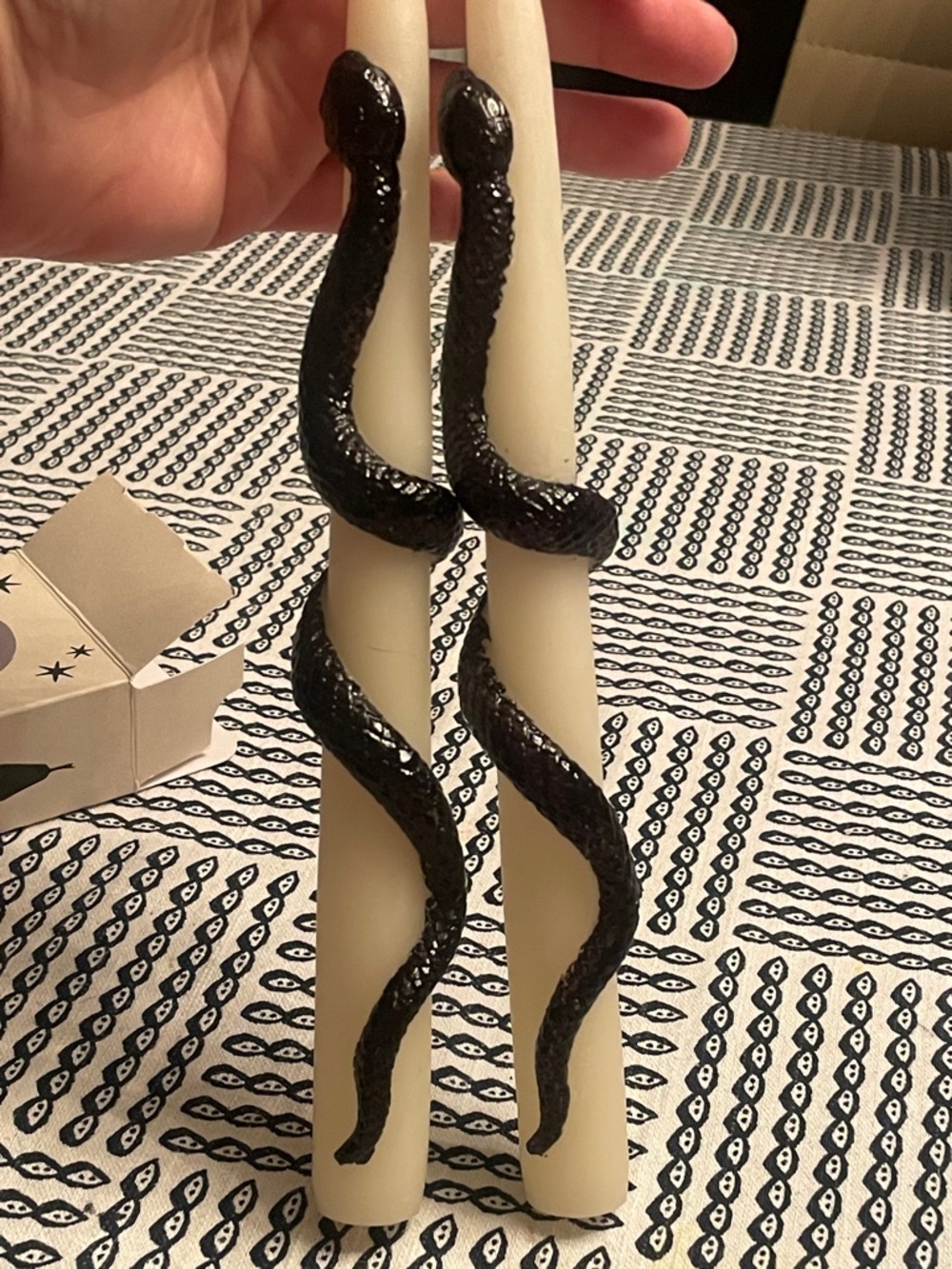 Anthropologie Set of Two Taper Candles with Black Snake Accent - Picture 9 of 10